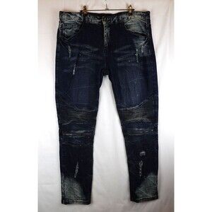CJ Black Premium Jeans Mens 38x32 Skinny Flex Distressed Zippered Leg Biker